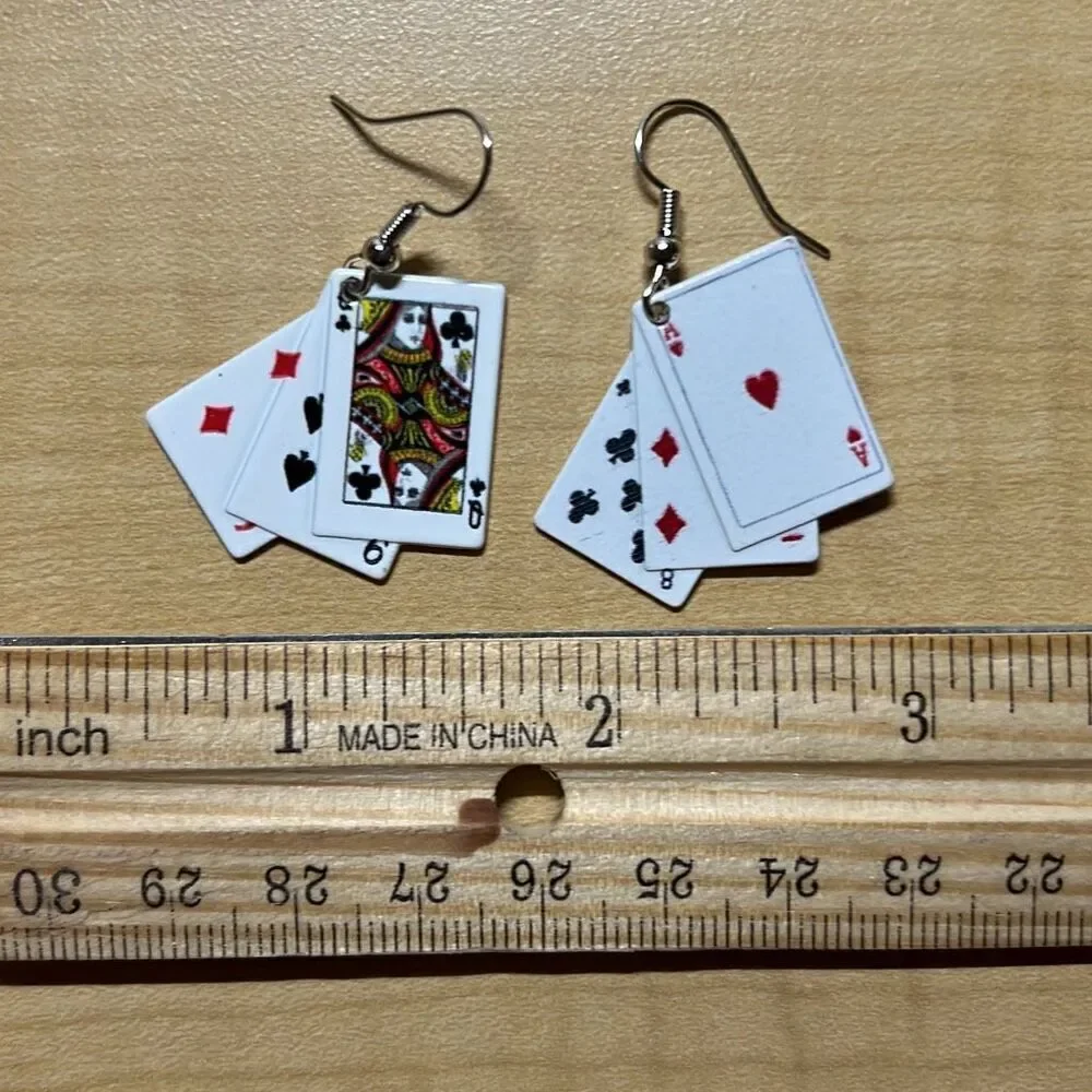Playing Card Dangle Earrings